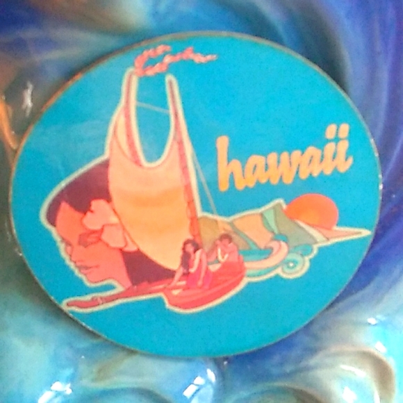 Jim Beam UNITED AIRLINES HAWAIIAN Open WHISKEY Decanter Blue Hawaii EVC LIQUOR - Picture 2 of 12